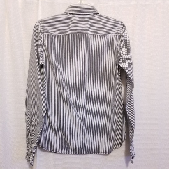 American Eagle S Blue White stripe‎ button up shirt - Picture 2 of 8